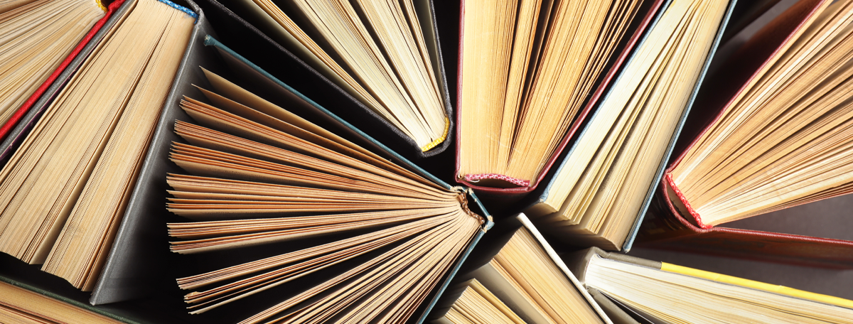 close up of old books