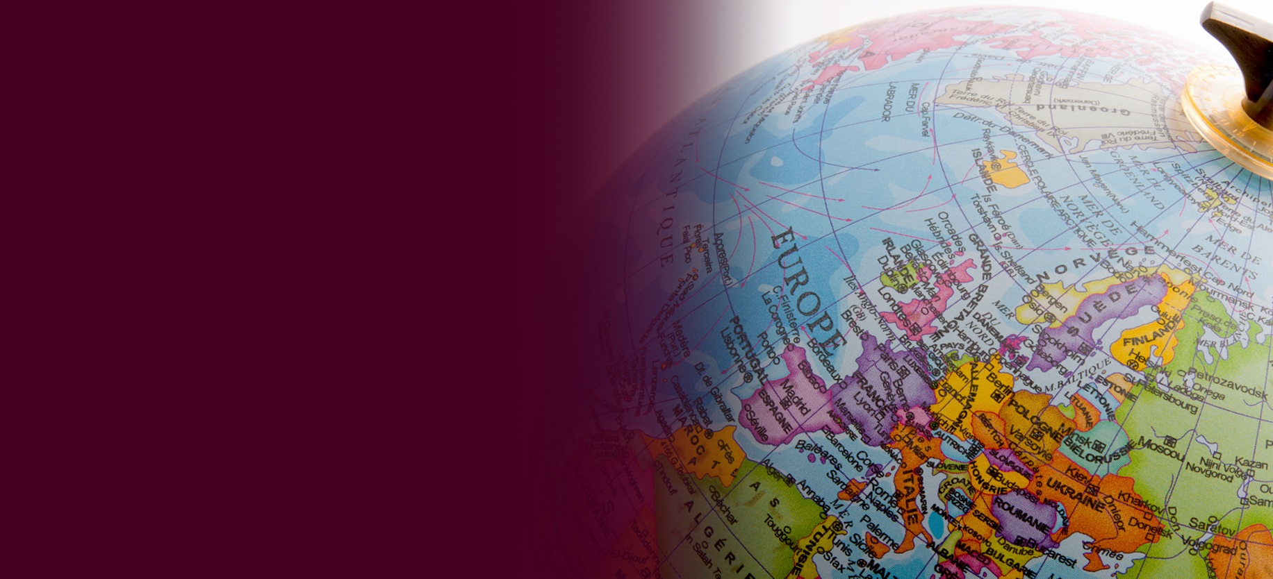 Close up photo of Europe on a globe