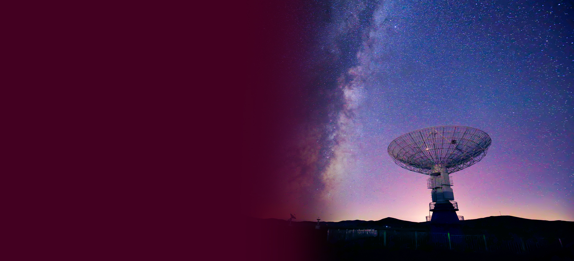 Radio telescopes and the Milky Way at night