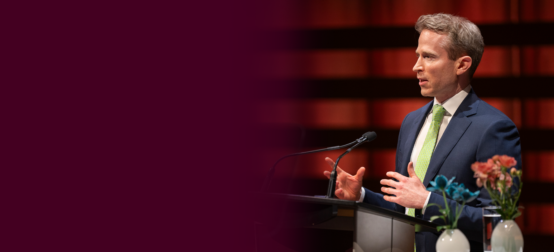 Doug Winslow on stage at the Burgundy Forum