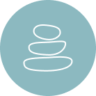Icon depicting three stacked rocks